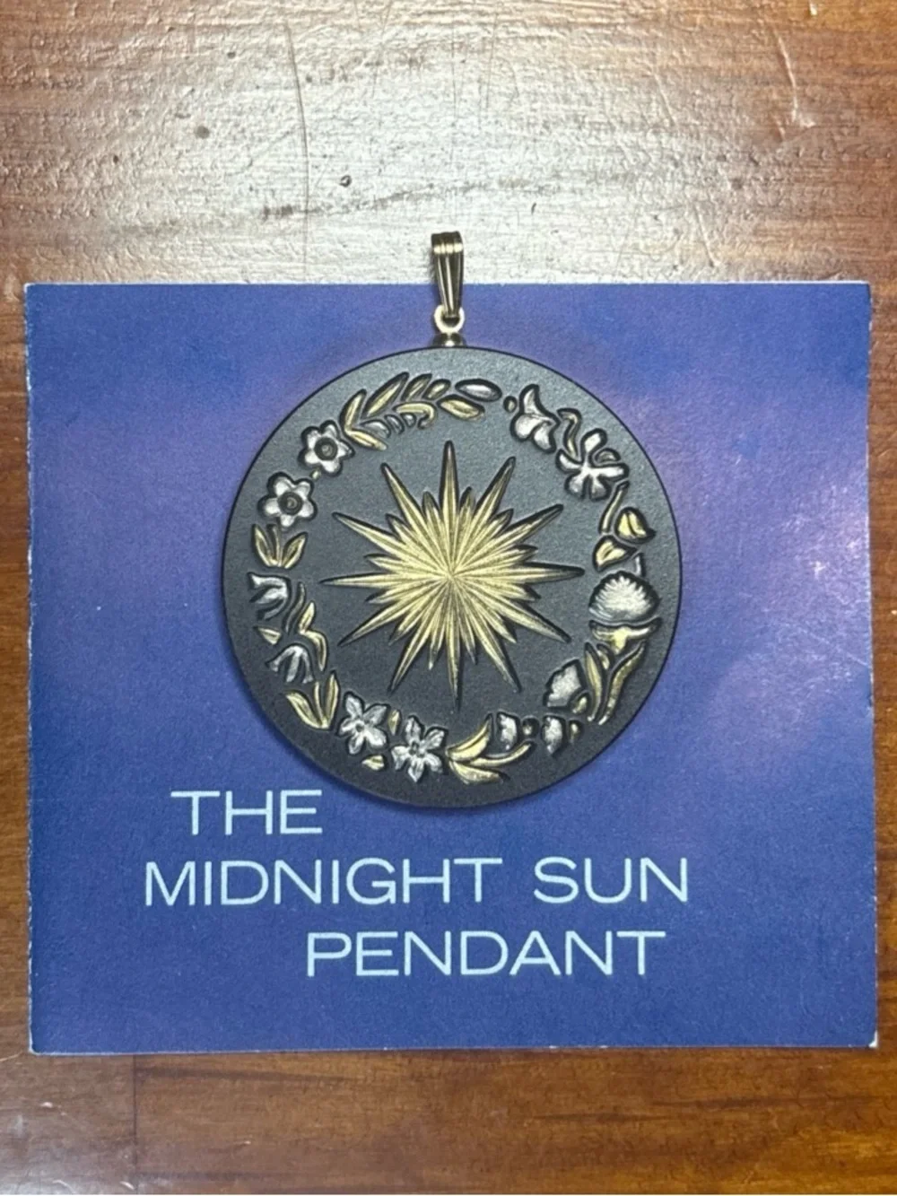 Franklin Mint THE MIDNIGHT SUN Pendant Gold & Platinum on Black Porcelain